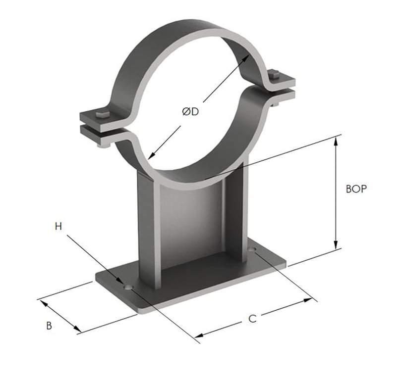 1AG565 Image of Pipe Shoe Rigid Anchorage Compact Single Pipe Clamp Support AG565