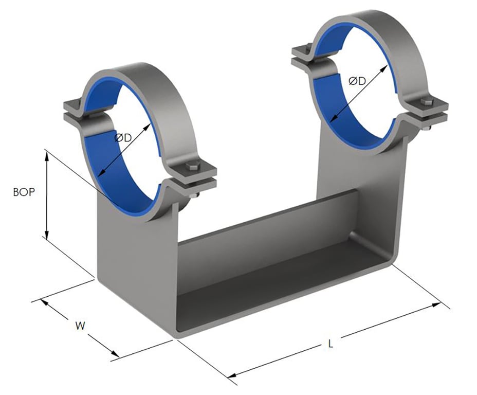 1AG590 Image of Pipe Shoe Rigid Double Pipe Clamp Anchorage Insulated AG590
