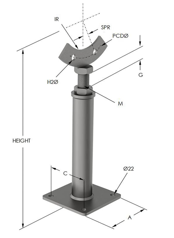 1AG632 Image of Pipe Support Height Adjustable Anchorage Flange Mount AG632