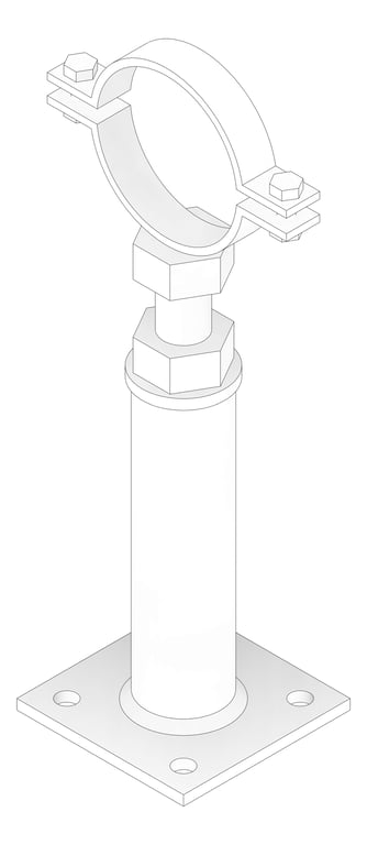 3D Documentation Image of Pipe Support Height Adjustable Anchorage Clamp Mount AG631