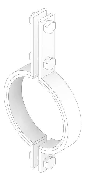 3D Documentation Image of Pipe Hanger Rigid Pipe Clamp Anchorage Insulated 3 Bolt  AG200
