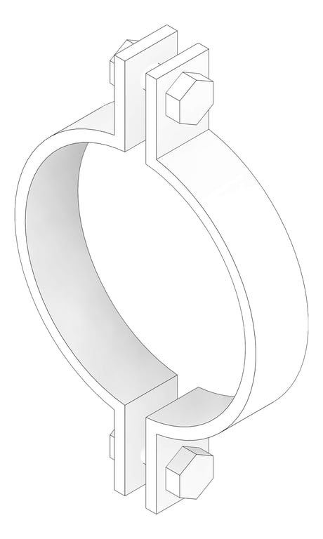 3D Documentation Image of Pipe Hanger Rigid DICL Pipe Clamp Anchorage Medium Duty 2 Bolt AG110