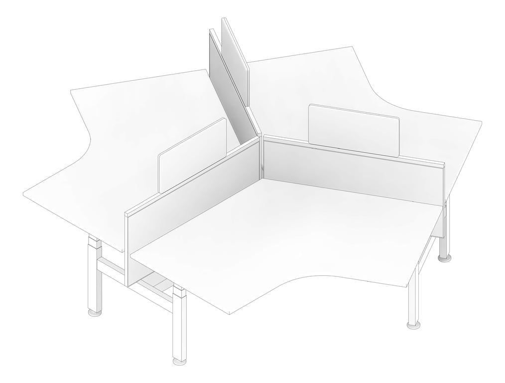 3D Documentation Image of Desk Cluster AspectFurniture Activate 120Deg AdjustableHeight