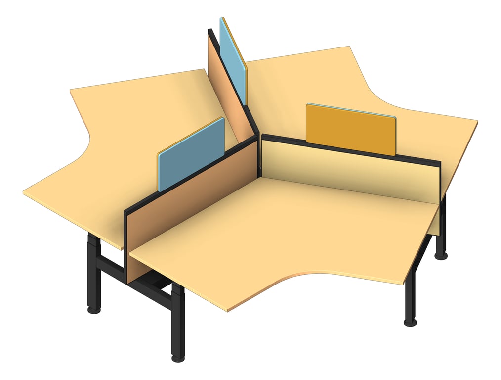 3D Shaded Image of Desk Cluster AspectFurniture Activate 120Deg AdjustableHeight