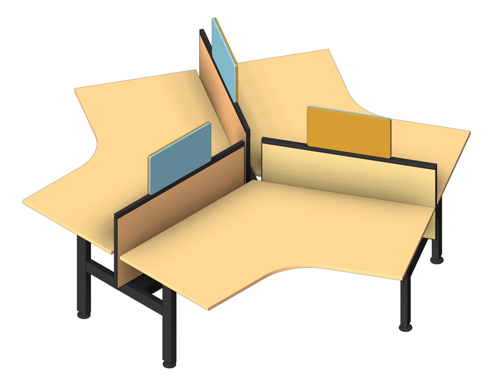 3D Shaded Image of Desk Cluster AspectFurniture Activate 120Deg FixedHeight