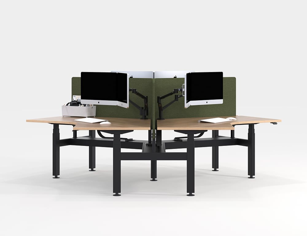 AspectFurniture Activate 120 B2B Snowflake Image of Desk Cluster AspectFurniture Activate 120Deg FixedHeight