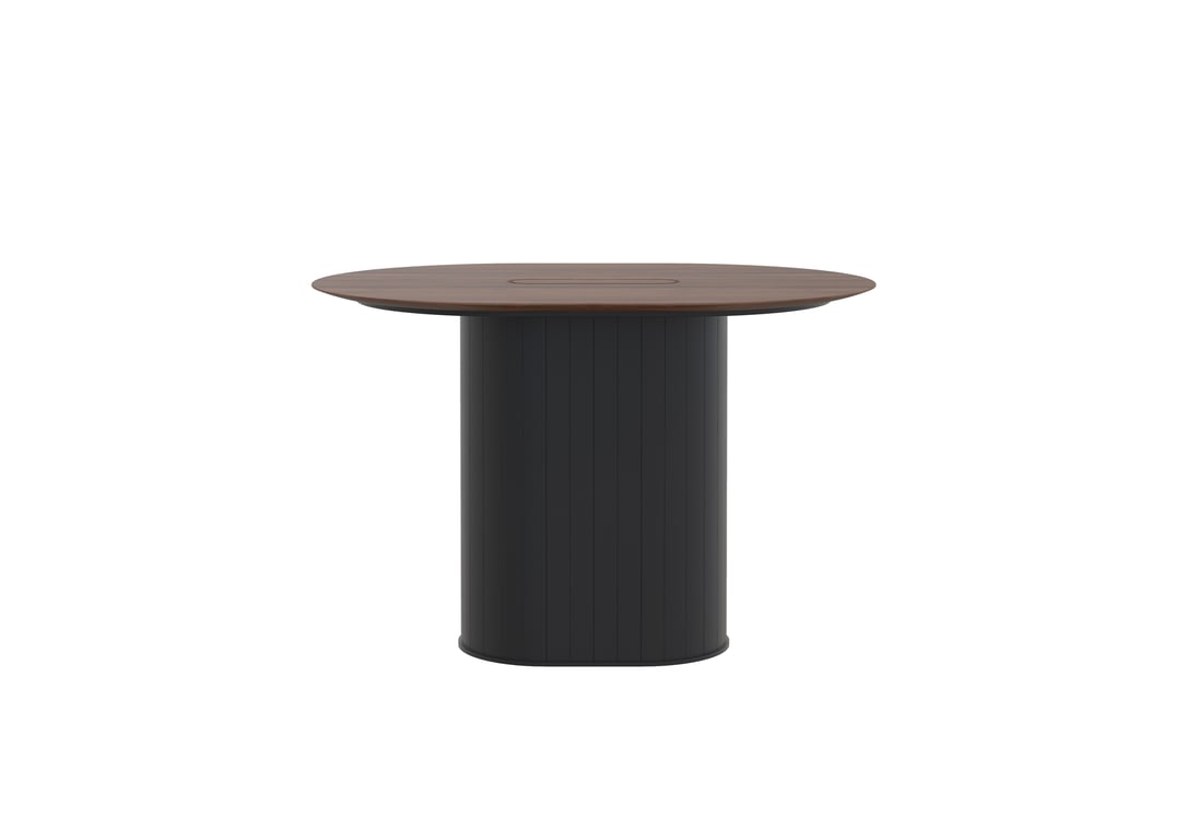 AspectFurniture Atlas Pill FH Leaner 1200W x 1600L 4P Walnut Mannex Black Image of Table Pill AspectFurniture Atlas 4Person