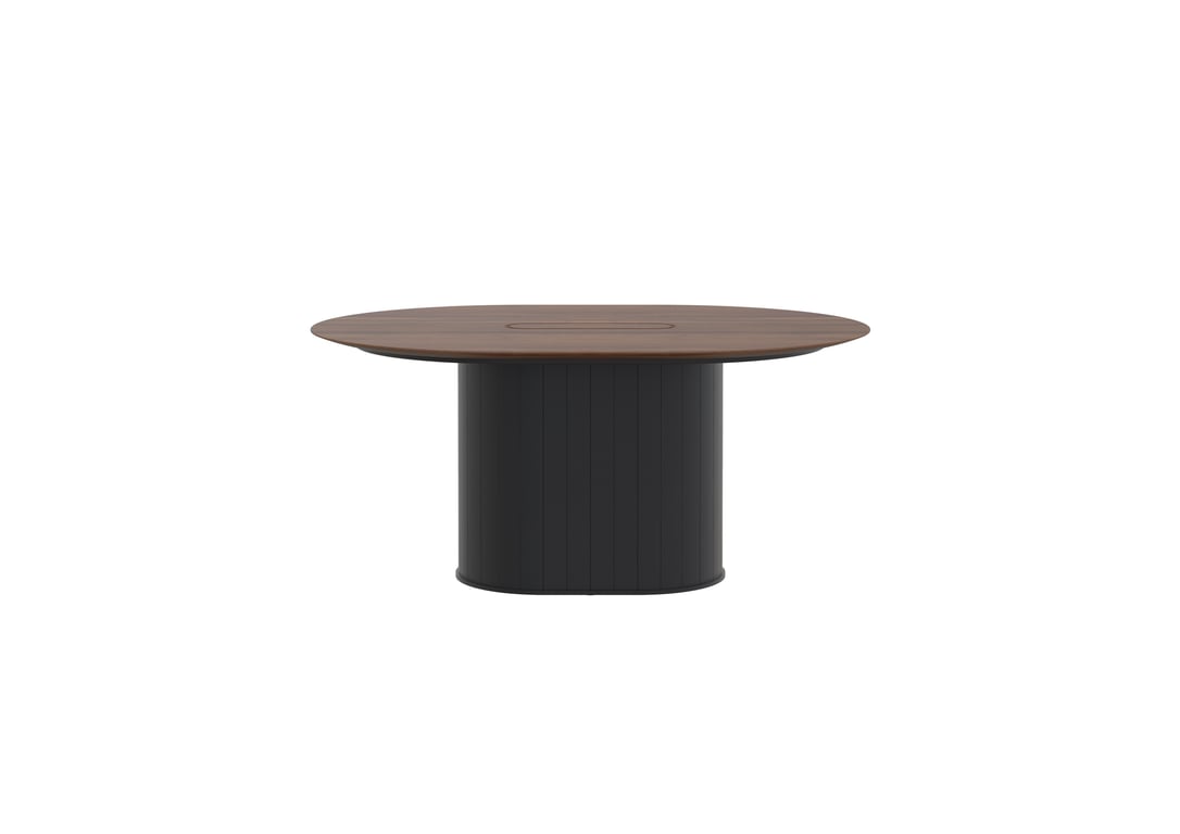 AspectFurniture Atlas Pill FH Table 1200W x 1600L 4P Walnut Mannex Black Image of Table Pill AspectFurniture Atlas 4Person