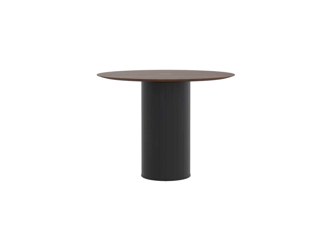 AspectFurniture Atlas Round FH Leaner 1400D 5P Walnut Mannex Black Image of Table Round AspectFurniture Atlas 5Person