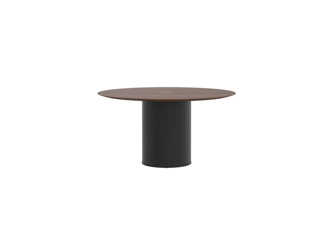 AspectFurniture Atlas Round FH Table 1400D 5P Walnut Mannex Black Image of Table Round AspectFurniture Atlas 5Person