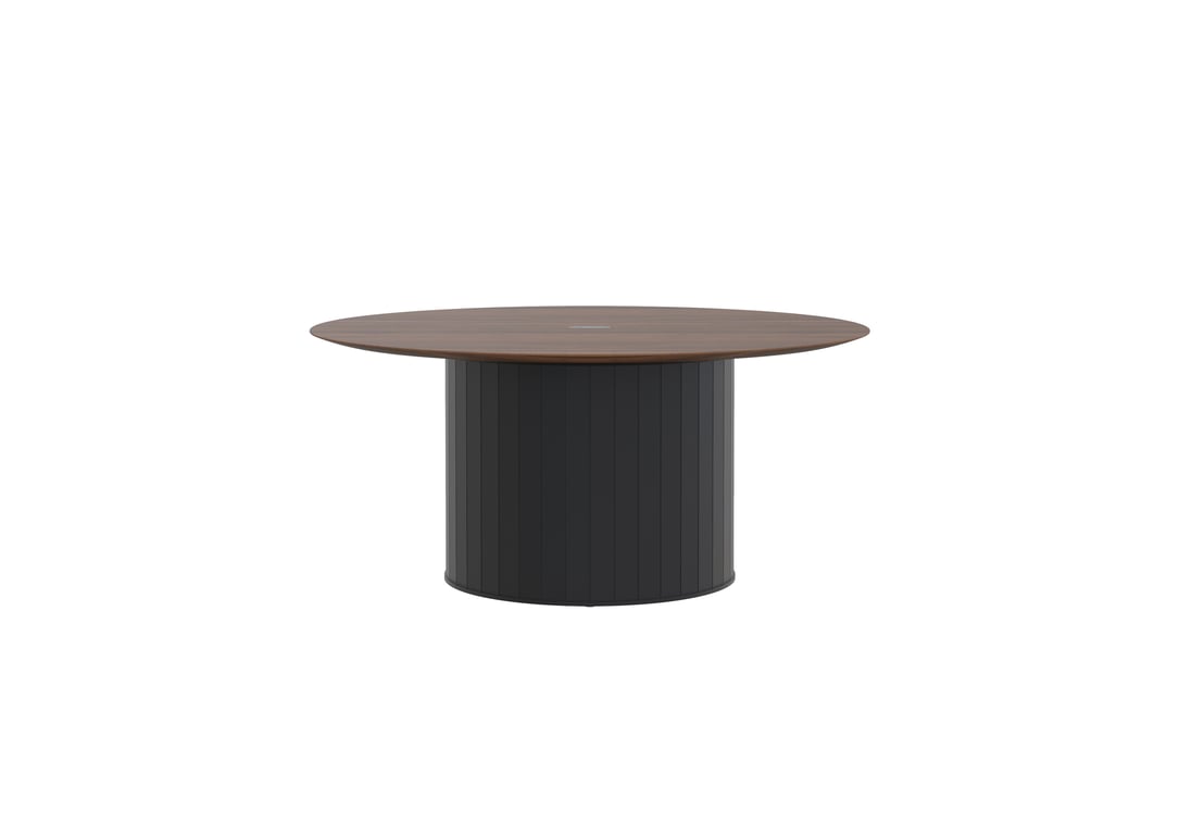 AspectFurniture Atlas Round FH Table 1600D 6P Walnut Mannex Black Image of Table Round AspectFurniture Atlas 6Person