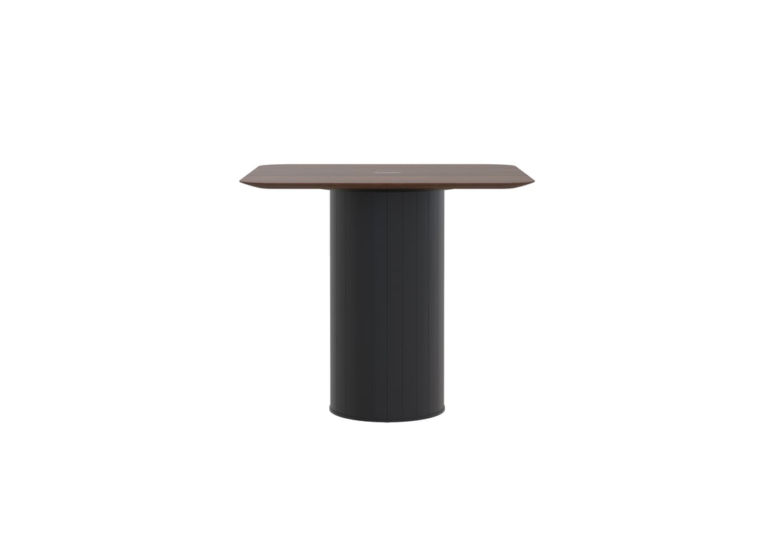 AspectFurniture Atlas Square FH Leaner 1200x1200 4P Walnut Mannex Black Image of Table Square AspectFurniture Atlas 4Person