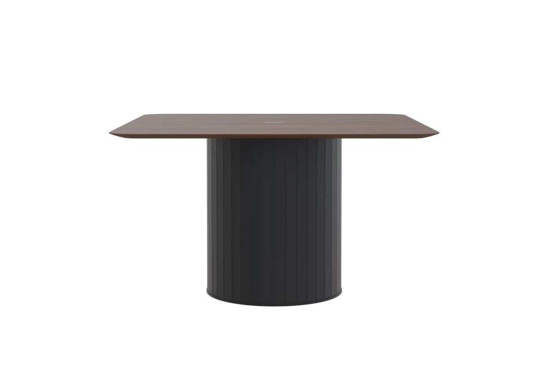 AspectFurniture Atlas Square FH Leaner 1800x1800 8P Walnut Mannex Black Image of Table Square AspectFurniture Atlas 8Person