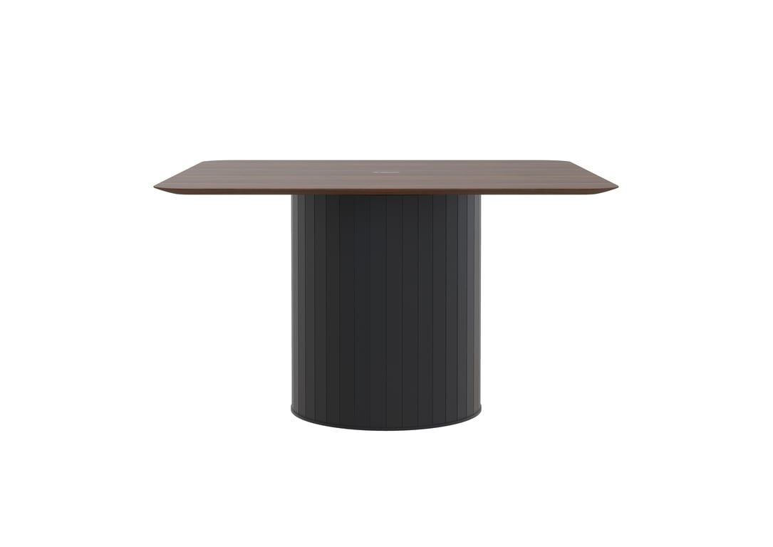 AspectFurniture Atlas Square FH Leaner 1800x1800 8P Walnut Mannex Black Image of Table Square AspectFurniture Atlas 8Person