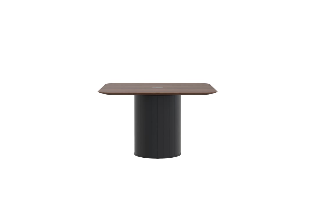 AspectFurniture Atlas Square FH Table 1200x1200 4P Walnut Mannex Black Image of Table Square AspectFurniture Atlas 4Person