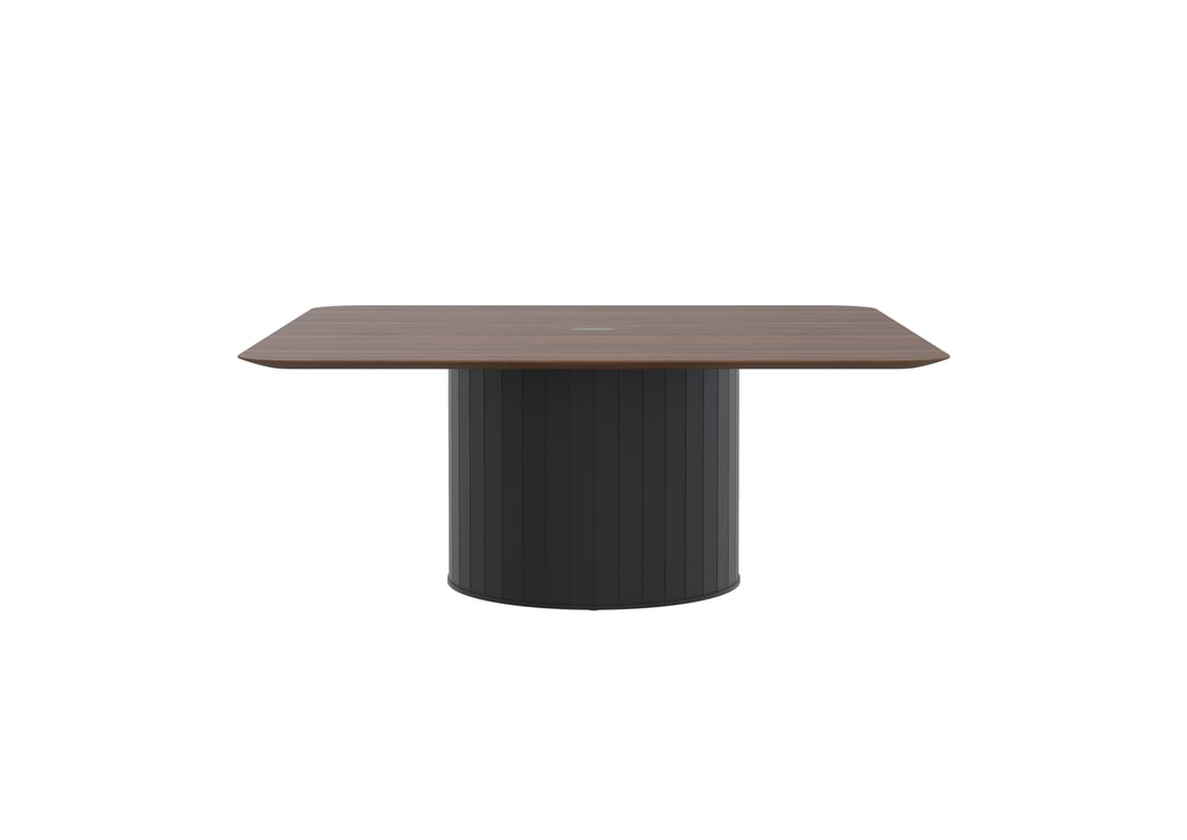 AspectFurniture Atlas Square FH Table 1800x1800 8P Walnut Mannex Black Image of Table Square AspectFurniture Atlas 8Person