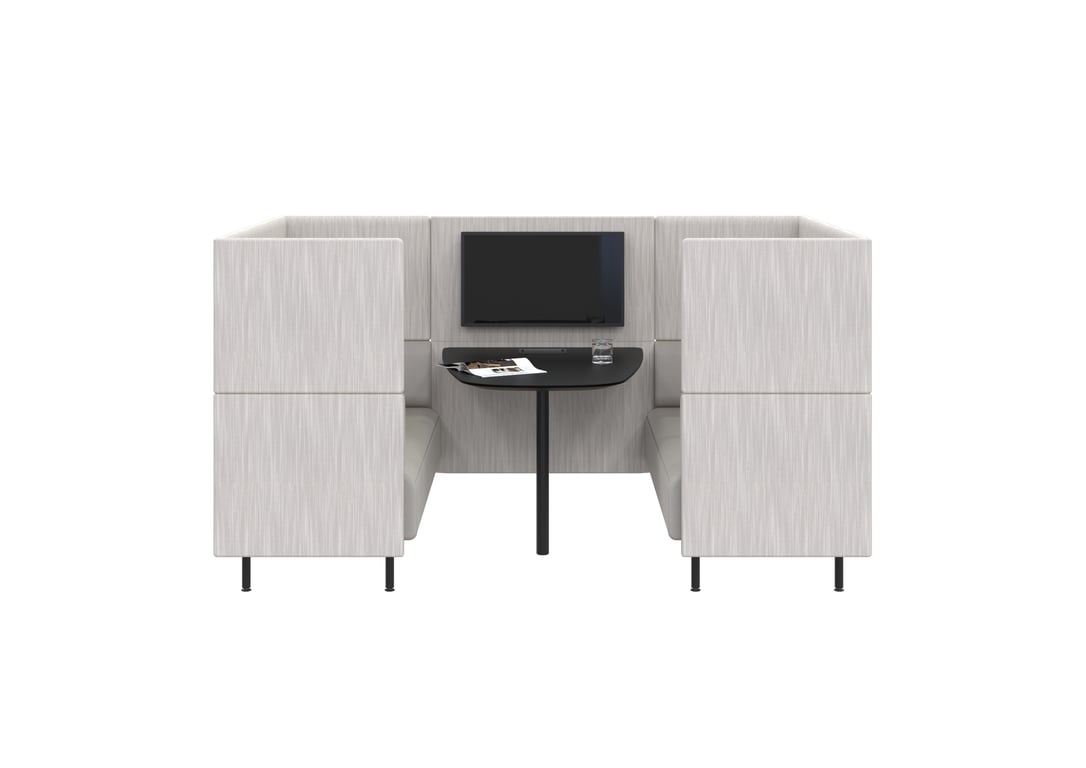 AspectFurniture Forum Booth 4P HB Steel Legs Kvadrat Lila.5995 Image of OfficePod Workspace AspectFurniture Forum FourSeaterBooth HighBack