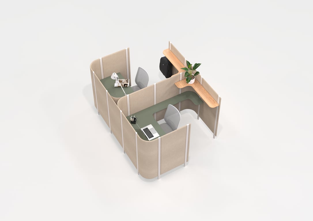 AspectFurniture_Habitat_Semi Private Side to Side - Same Facing.jpg Image of OfficePod Workspace AspectFurniture Habitat SideToSide SameFacing