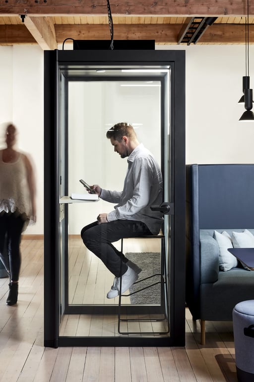 AspectFurniture StudioPod Phone Booth In Situ Image of Booth Phone AspectFurniture StudioPod