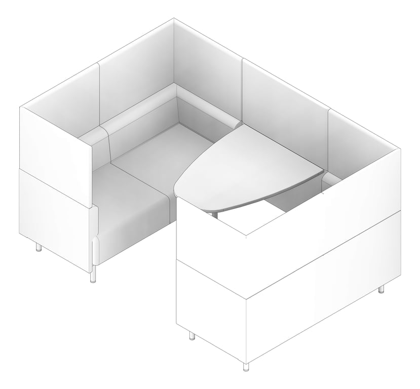 3D Documentation Image of OfficePod Workspace AspectFurniture Forum FourSeaterBooth HighBack