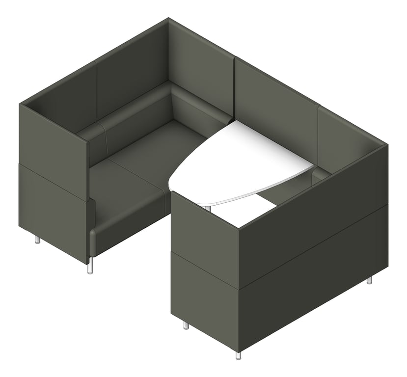 3D Shaded Image of OfficePod Workspace AspectFurniture Forum FourSeaterBooth HighBack