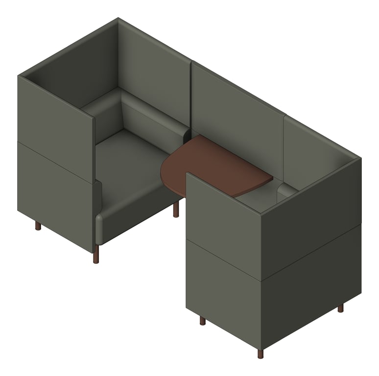 3D Shaded Image of OfficePod Workspace AspectFurniture Forum TwoSeaterBooth HighBack