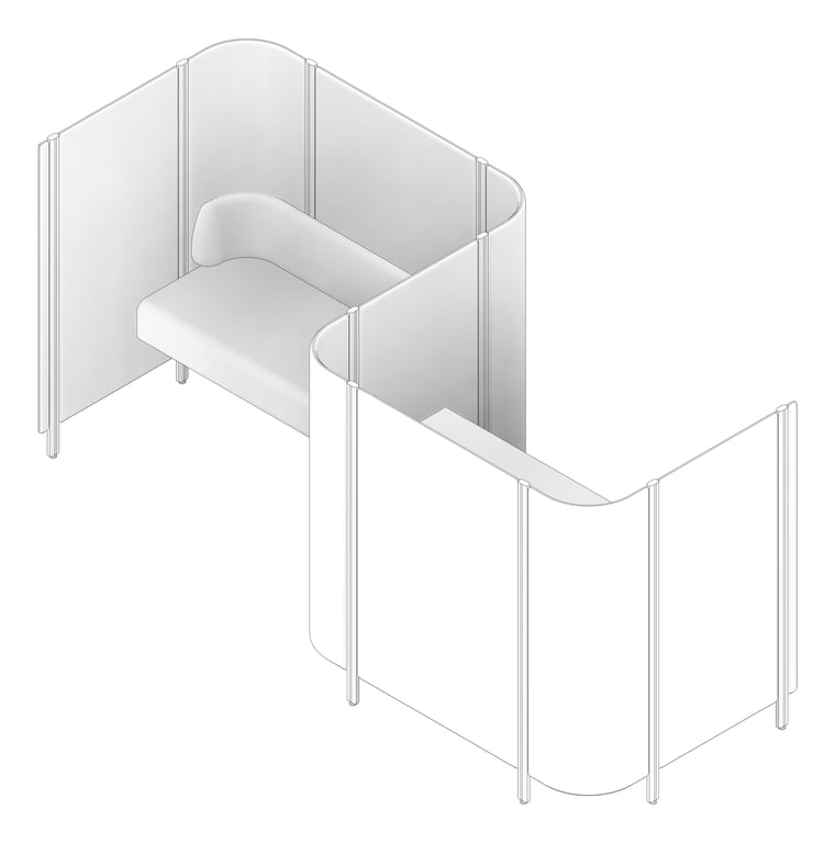 3D Documentation Image of OfficePod Workspace AspectFurniture Habitat Open SideToSide Seat