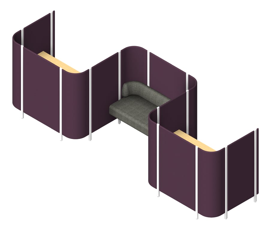 Navigate to OfficePod Workspace AspectFurniture Habitat Open SideToSide Seat ThreeBay