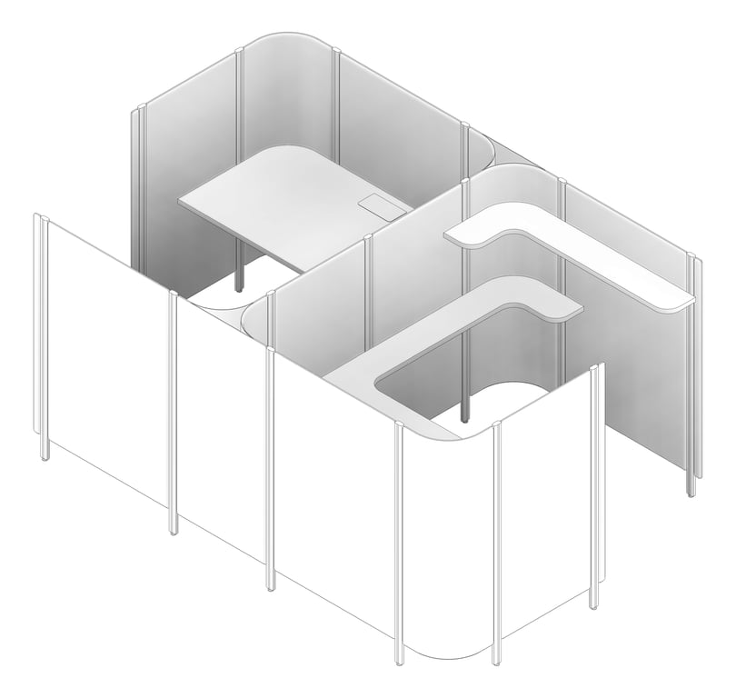 3D Documentation Image of OfficePod Workspace AspectFurniture Habitat SideToSide