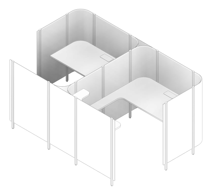 3D Documentation Image of OfficePod Workspace AspectFurniture Habitat SideToSide SameFacing