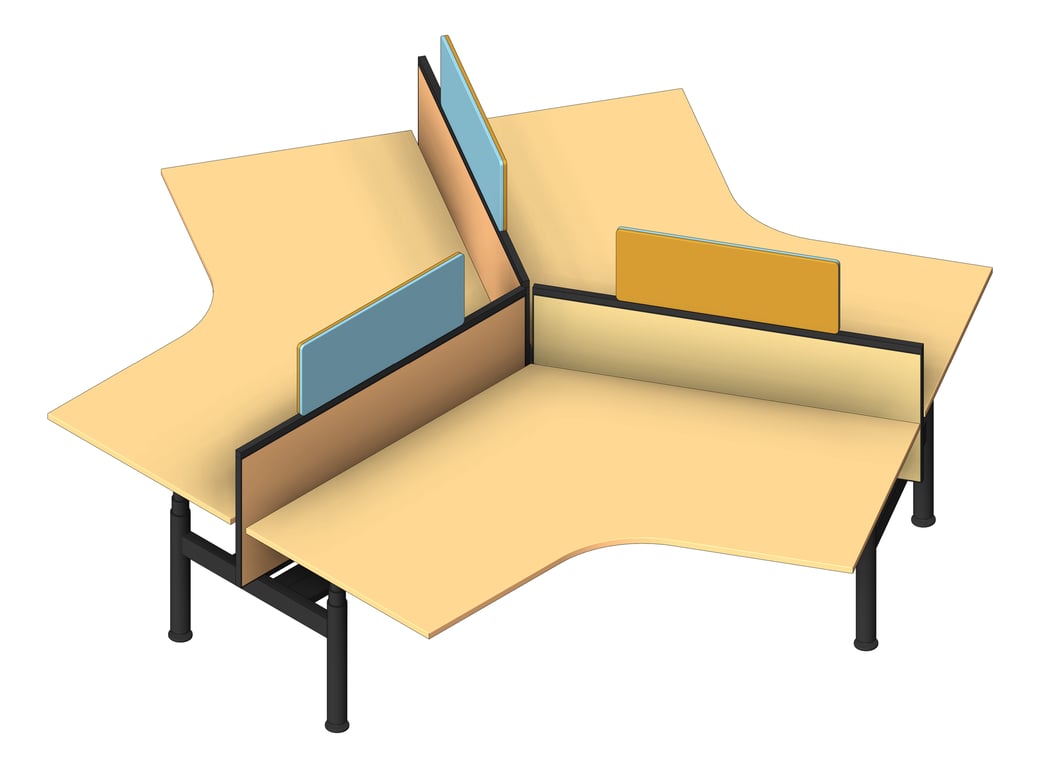 3D Shaded Image of Desk Cluster AspectFurniture Zurich5 120Deg AdjustableHeight