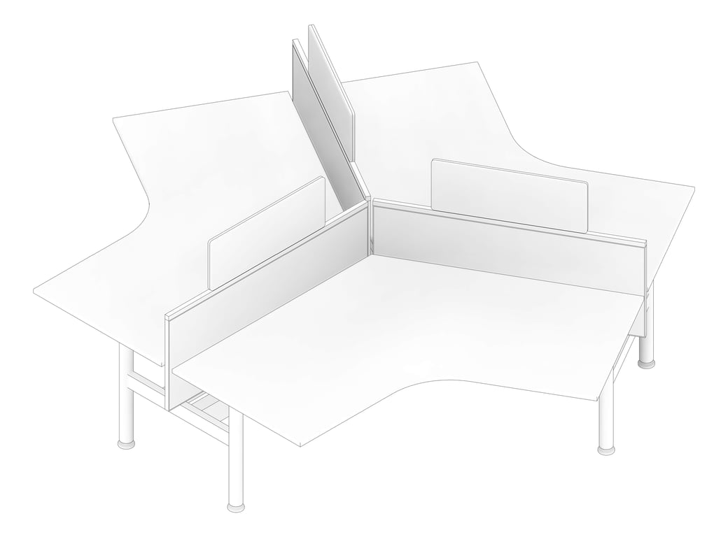 3D Documentation Image of Desk Cluster AspectFurniture Zurich 120Deg FixedHeight