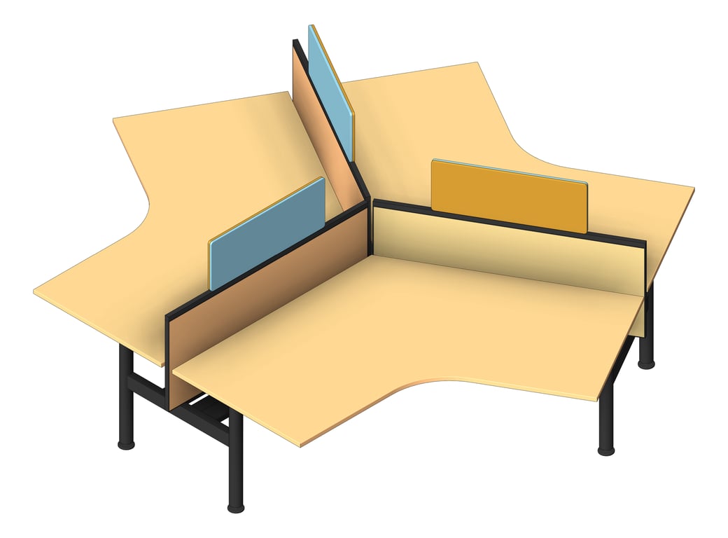 3D Shaded Image of Desk Cluster AspectFurniture Zurich 120Deg FixedHeight