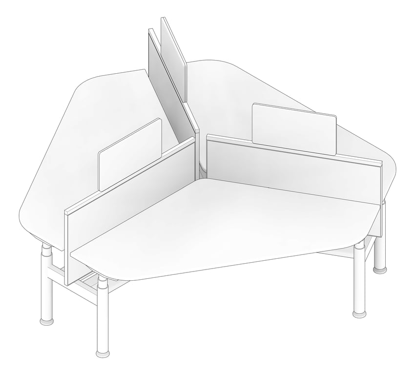 3D Documentation Image of Desk Cluster AspectFurniture Zurich 120Deg Triangle AdjustableHeight