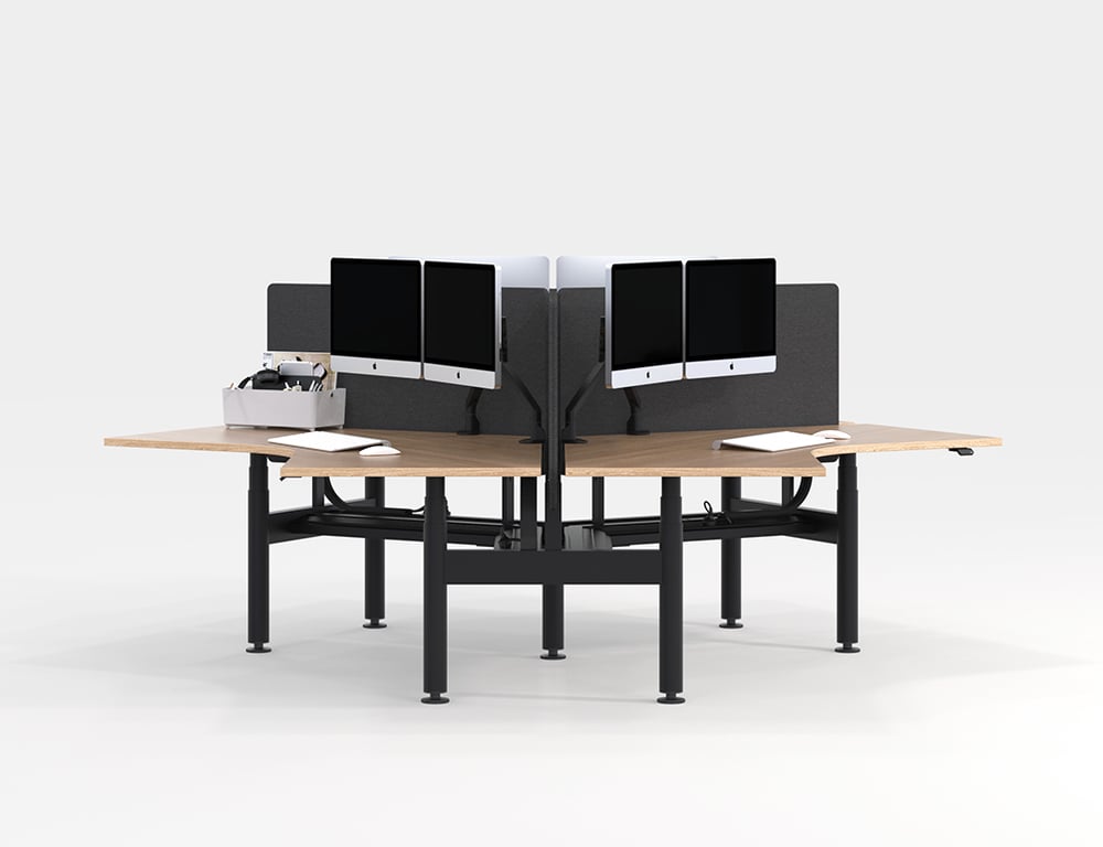 AspectFurniture_Zurich 5_120 B2B_Snowflake Image of Desk Cluster AspectFurniture Zurich 120Deg AdjustableHeight