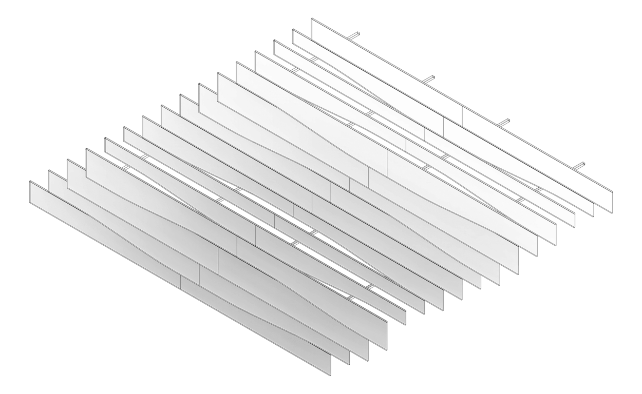 3D Documentation Image of CeilingBaffles Acoustic AutexAU Frontier Fin Dune