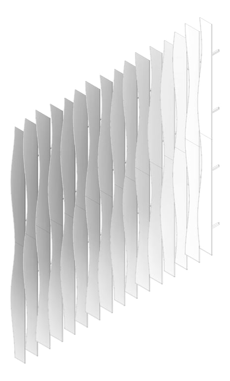 3D Documentation Image of WallBaffles Acoustic AutexAU Frontier Fin Talus