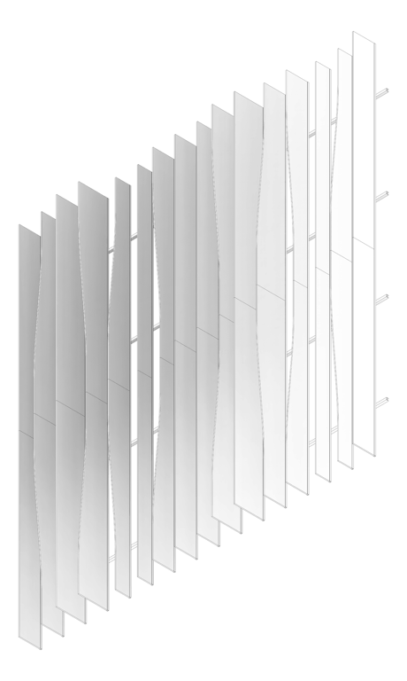 3D Documentation Image of WallBaffles Acoustic AutexNZ Frontier Fin Dune