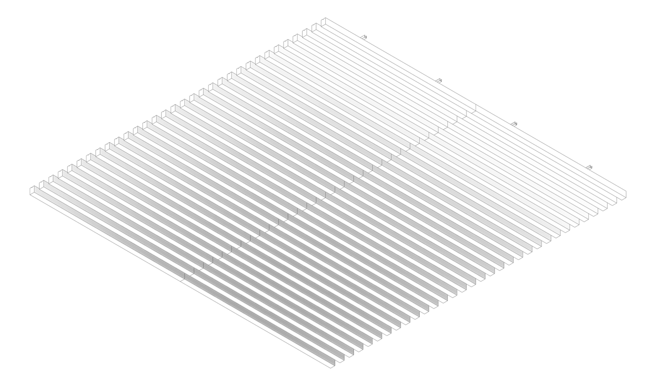 3D Documentation Image of CeilingBaffles Acoustic AutexUS Frontier Raft Beam