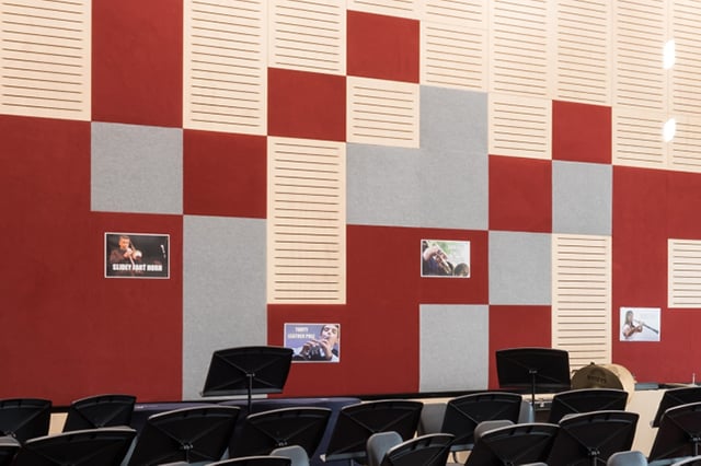 Composition in Silver and Chilli Red Image of Fabric Acoustic AutexUK Composition Parthenon