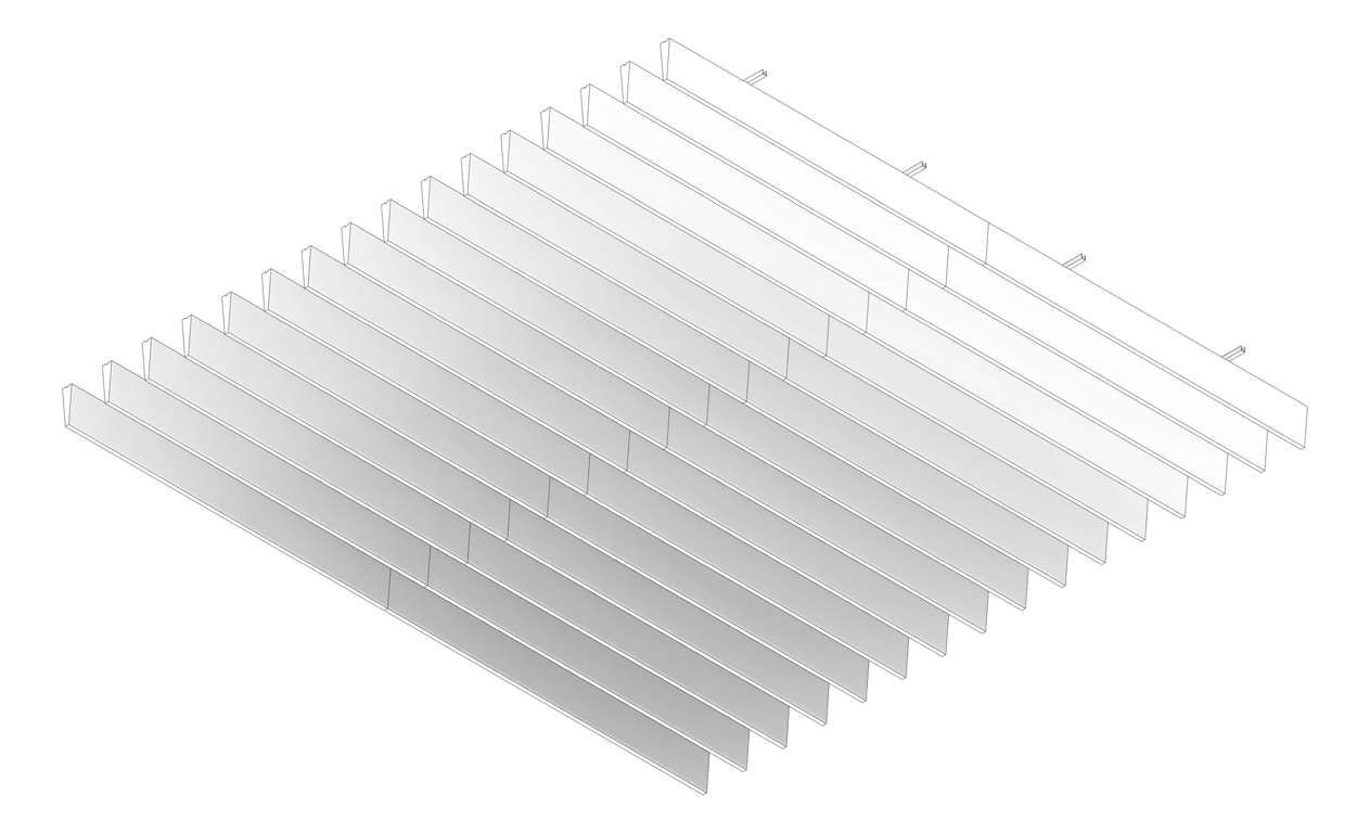 3D Documentation Image of CeilingBaffles Acoustic AutexUK Frontier Raft Blade
