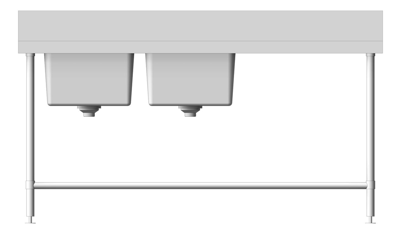 Front Image of Bench DoubleBowl Britex BenchTech LeftBowl CustomWidth