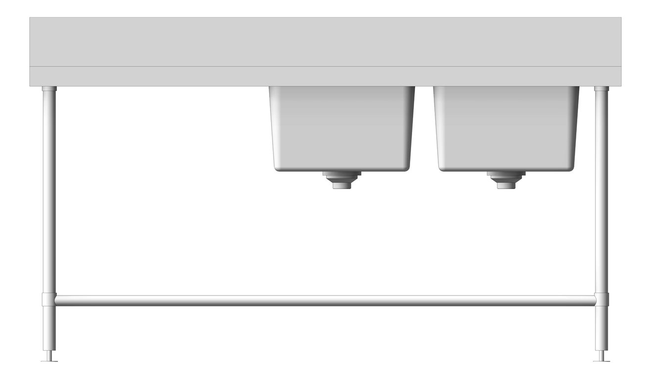 Front Image of Bench DoubleBowl Britex BenchTech RightBowl CustomWidth