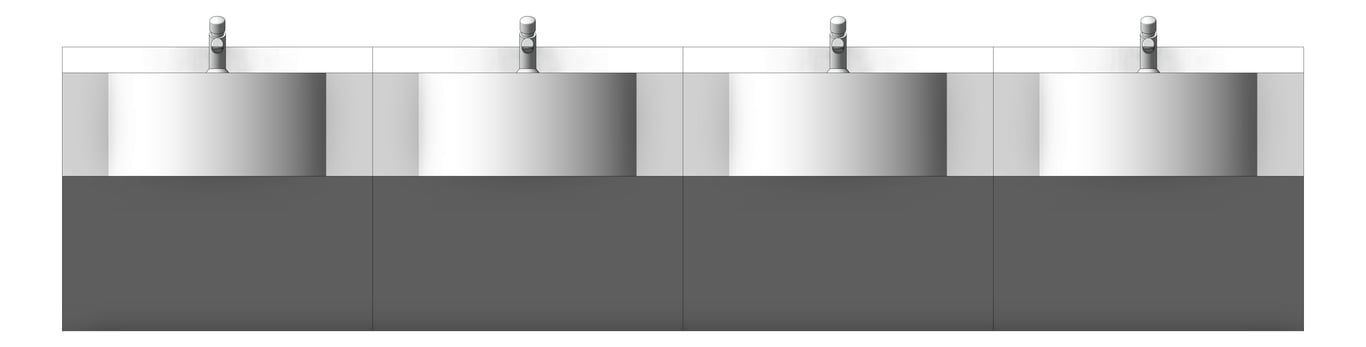 Front Image of Basin WallHung Britex Curveline MultiBasin TimeflowTap FourStations