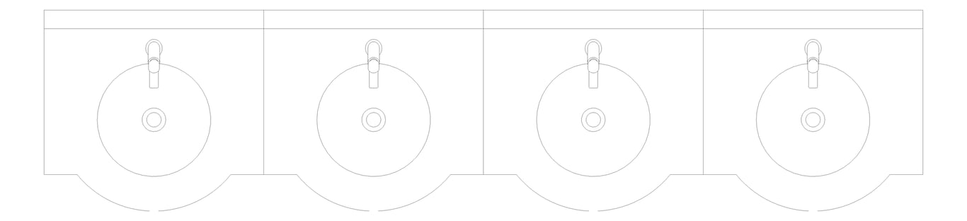 Plan Image of Basin WallHung Britex Curveline MultiBasin TimeflowTap FourStations