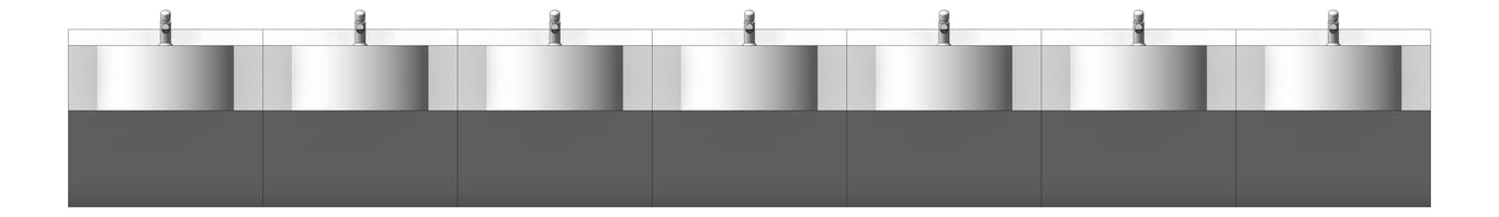 Front Image of Basin WallHung Britex Curveline MultiBasin TimeflowTap SevenStations