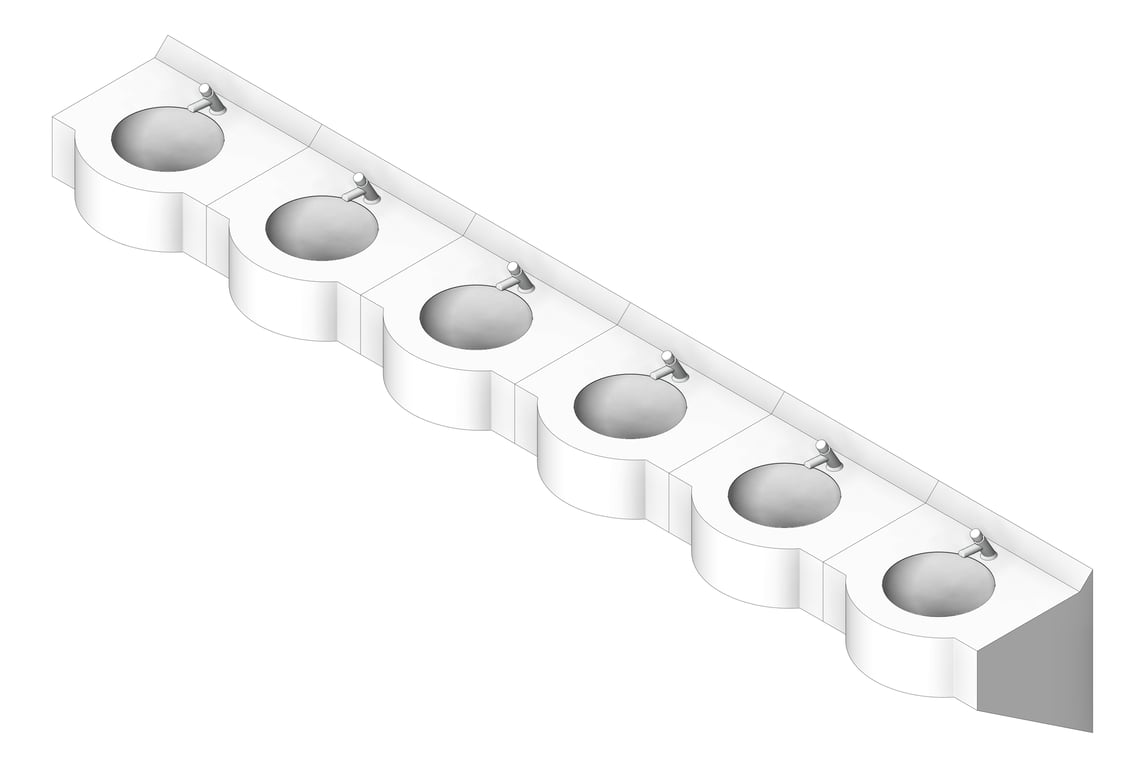 Image of Basin WallHung Britex Curveline MultiBasin TimeflowTap SixStations