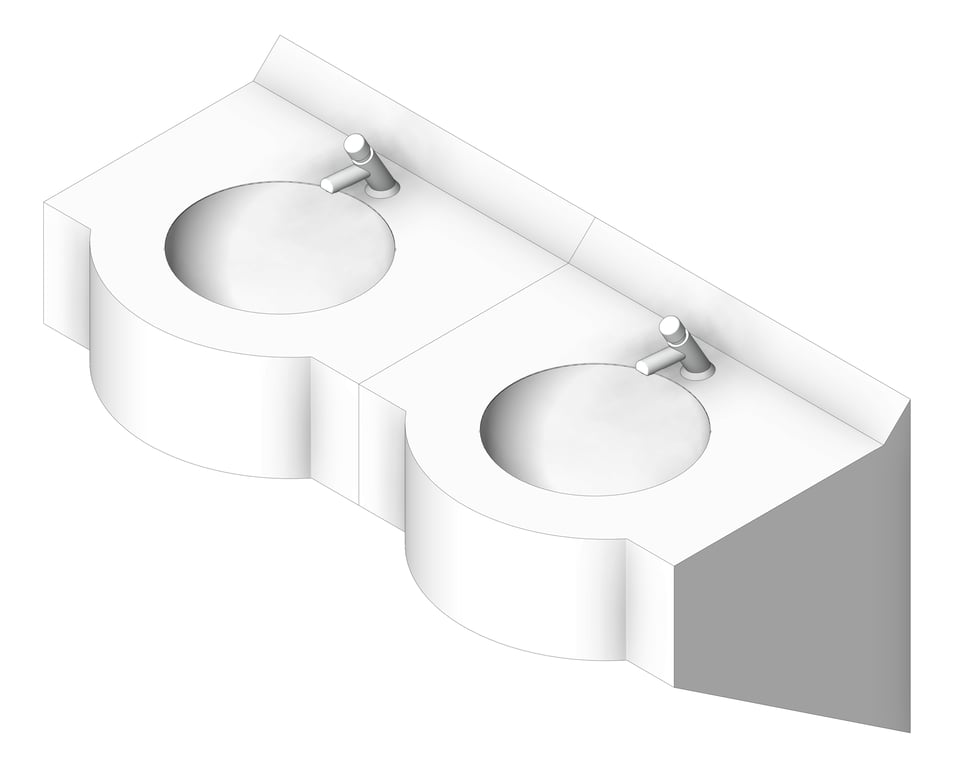 Image of Basin WallHung Britex Curveline MultiBasin TimeflowTap TwoStations