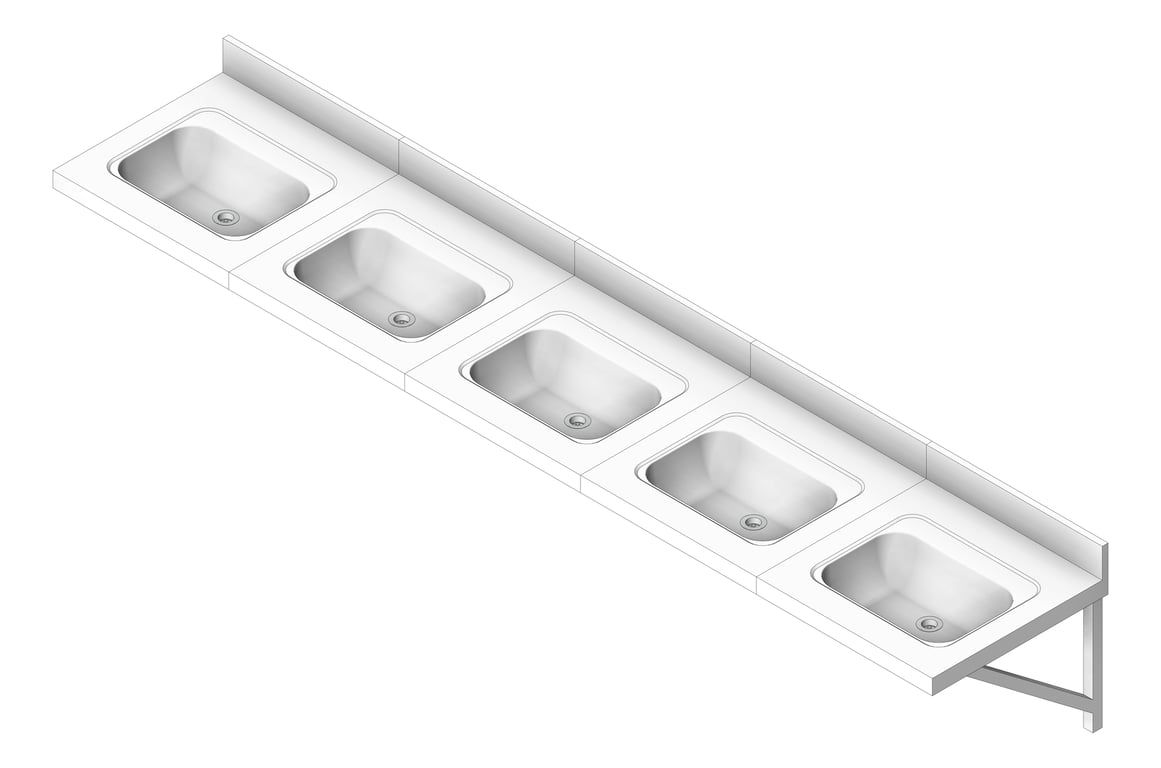 Image of Basin WallHung Britex MultiBasin FiveStations