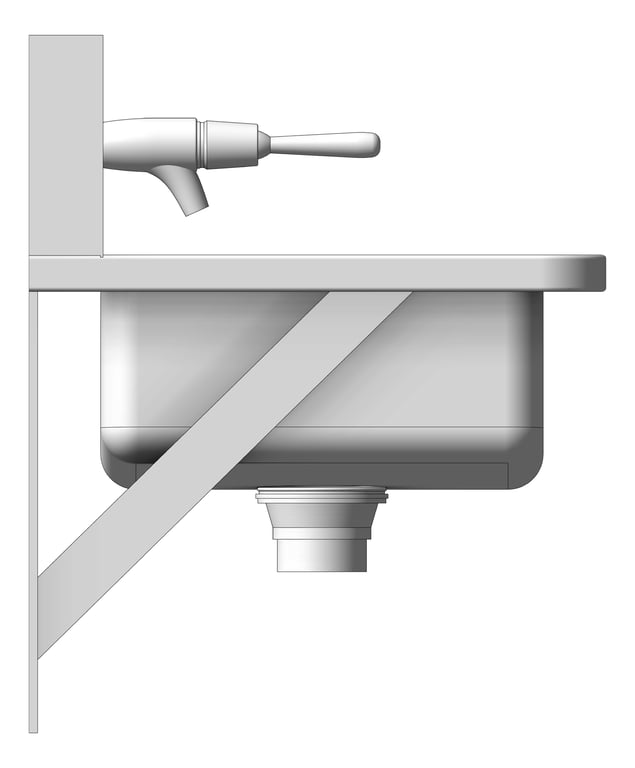 Left Image of Trough WallHung Britex HandWash FrontLeverTap